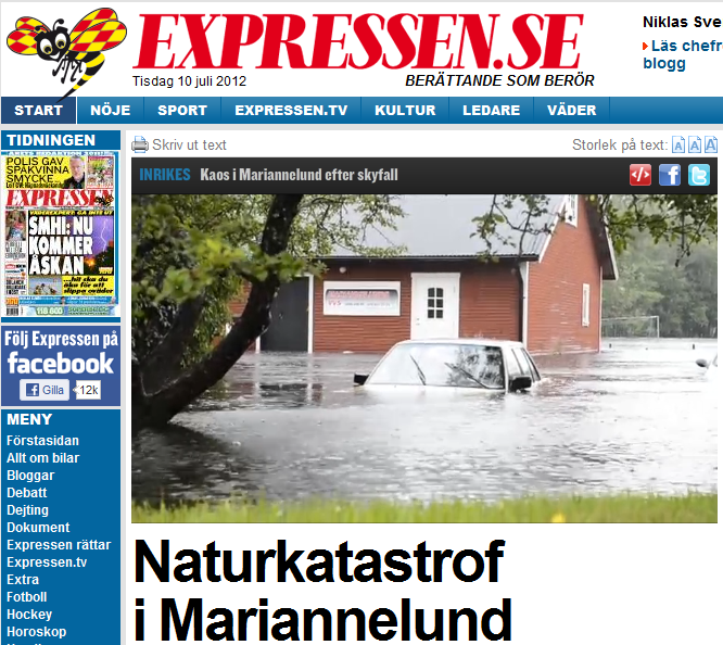 Översvämning, Mariannelund Småland