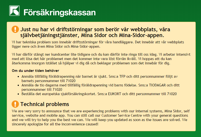 Försäkringskassan IT-haveri